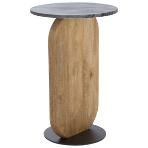 Safavieh Kokhy Side Table - Elegant Blend Of Natural Marble, Wood & Iron For Stylish Home Décor Upgrade! Natural ,Black Marble,Wood And Iron Acc5504a