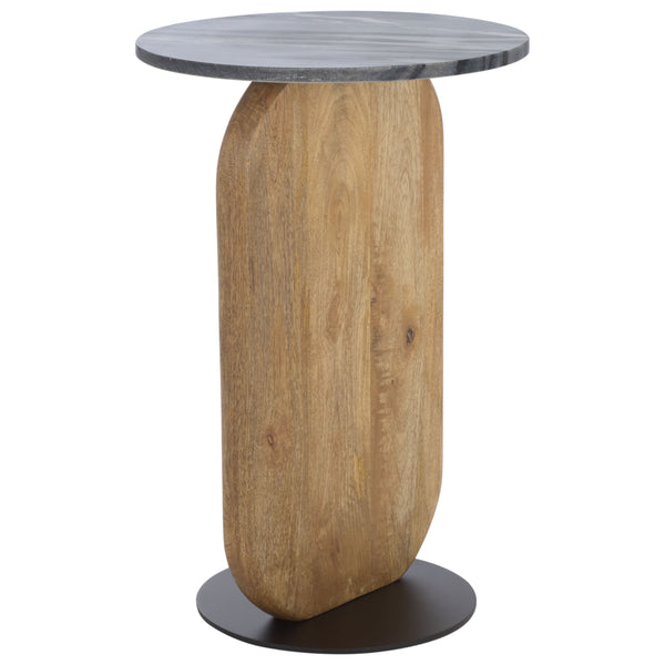 Safavieh Kokhy Side Table - Elegant Blend Of Natural Marble, Wood & Iron For Stylish Home Décor Upgrade! Natural ,Black Marble,Wood And Iron Acc5504a