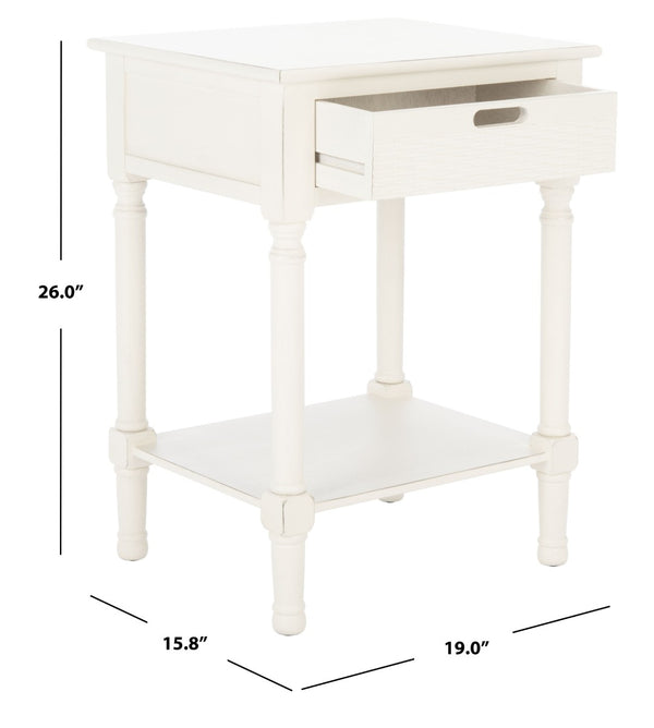 Safavieh Landers 1 Drawer Accent Table – Farmhouse Charm With Turned Legs And Versatile Storage For Every Room Distressed White ACC5708A