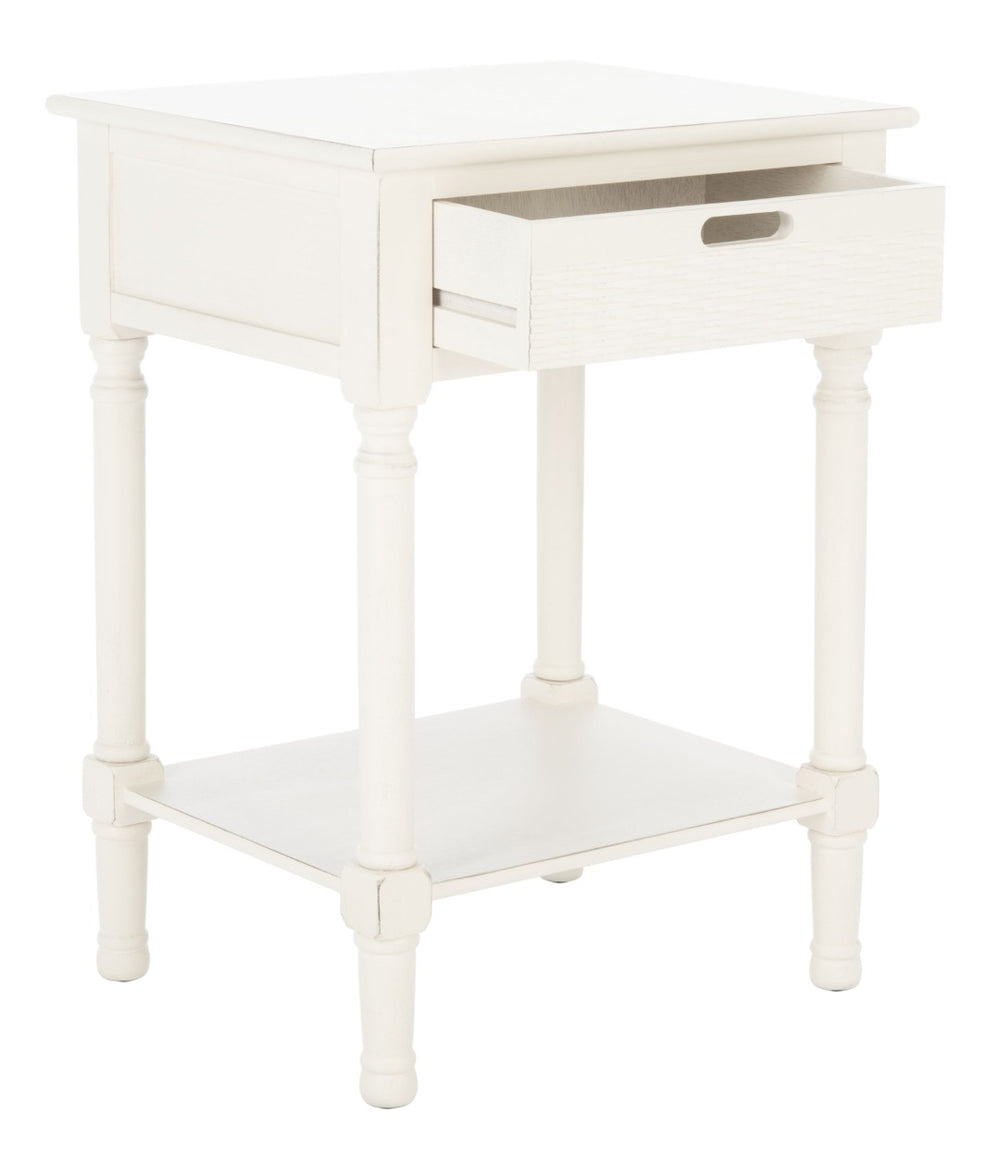 Safavieh Landers 1 Drawer Accent Table – Farmhouse Charm With Turned Legs And Versatile Storage For Every Room Distressed White ACC5708A