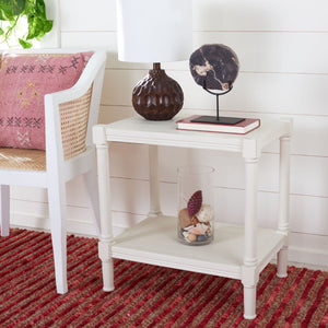 Safavieh Rafiki Rectangle Accent Table - British Colonial Charm With Elegant Turned Legs For Any Room Distressed White ACC5710A