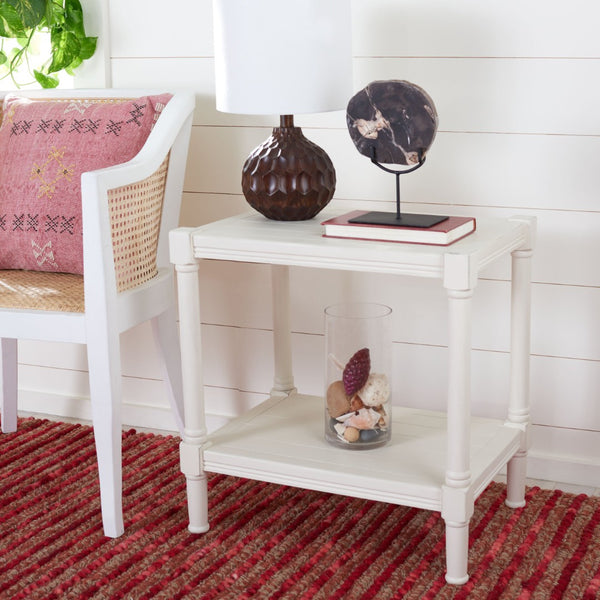 Safavieh Rafiki Rectangle Accent Table - British Colonial Charm With Elegant Turned Legs For Any Room Distressed White ACC5710A