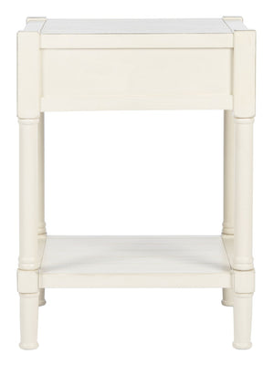 Safavieh Filbert Elegant Accent Table With Geometric Shelf And Drawer - Timeless Charm For Any Room Style Distressed White ACC5711A