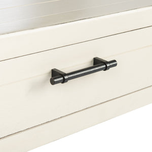 Safavieh Filbert Elegant Accent Table With Geometric Shelf And Drawer - Timeless Charm For Any Room Style Distressed White ACC5711A