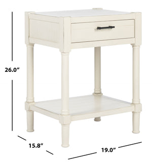 Safavieh Filbert Elegant Accent Table With Geometric Shelf And Drawer - Timeless Charm For Any Room Style Distressed White ACC5711A