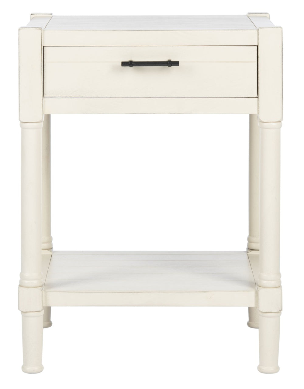 Safavieh Filbert Elegant Accent Table With Geometric Shelf And Drawer - Timeless Charm For Any Room Style Distressed White ACC5711A