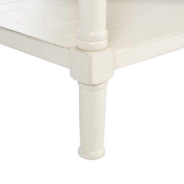 Safavieh Filbert Elegant Accent Table With Geometric Shelf And Drawer - Timeless Charm For Any Room Style Distressed White ACC5711A