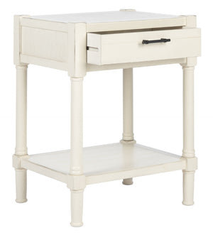 Safavieh Filbert Elegant Accent Table With Geometric Shelf And Drawer - Timeless Charm For Any Room Style Distressed White ACC5711A