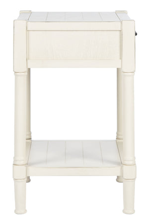 Safavieh Filbert Elegant Accent Table With Geometric Shelf And Drawer - Timeless Charm For Any Room Style Distressed White ACC5711A