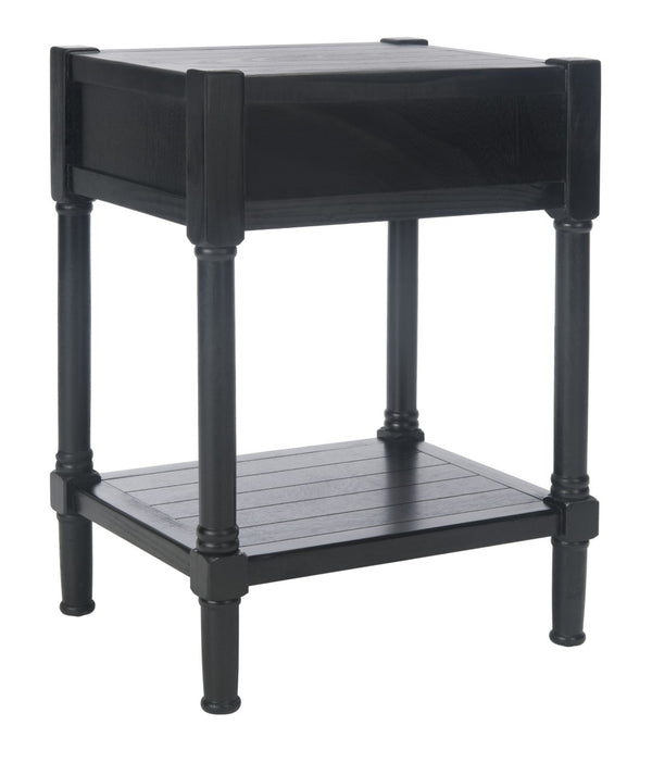 Safavieh Filbert Elegant Accent Table With Geometric Shelf And Drawer - Timeless Charm For Any Room Style Black ACC5711B