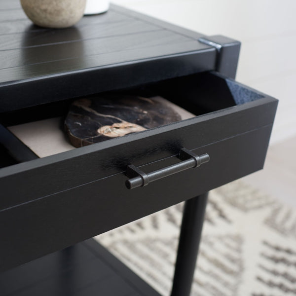 Safavieh Filbert Elegant Accent Table With Geometric Shelf And Drawer - Timeless Charm For Any Room Style Black ACC5711B