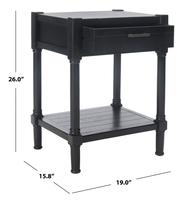Safavieh Filbert Elegant Accent Table With Geometric Shelf And Drawer - Timeless Charm For Any Room Style Black ACC5711B