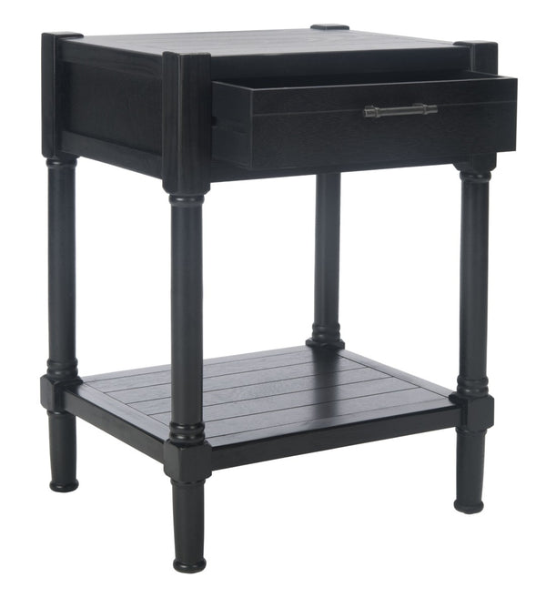 Safavieh Filbert Elegant Accent Table With Geometric Shelf And Drawer - Timeless Charm For Any Room Style Black ACC5711B