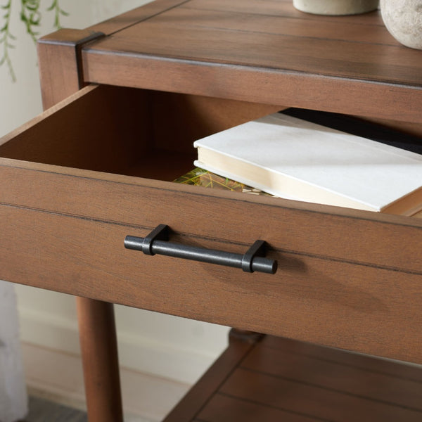 Safavieh Filbert Elegant Accent Table With Geometric Shelf And Drawer - Timeless Charm For Any Room Style Brown ACC5711C