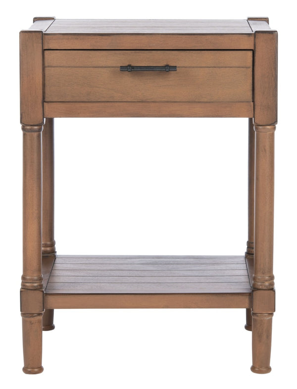 Safavieh Filbert Elegant Accent Table With Geometric Shelf And Drawer - Timeless Charm For Any Room Style Brown ACC5711C