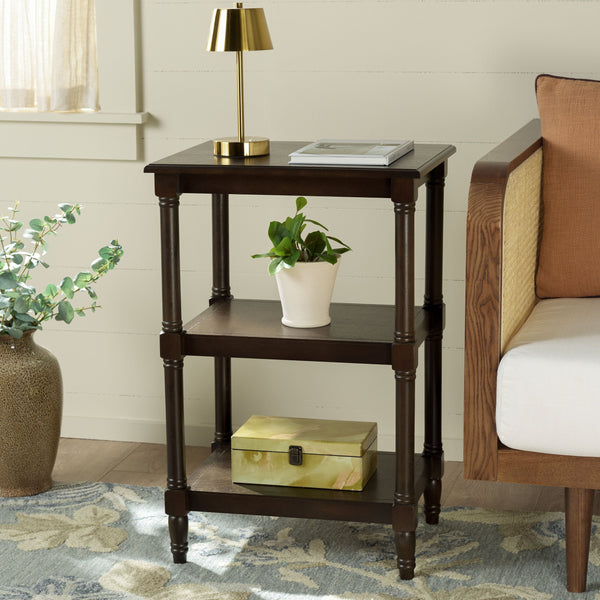Safavieh Cassie 3-shelf Accent Table In Dark Chocolate - Stylish Storage For Heirlooms & Decor Enhancements Dark Chocolate Pine,Mdf Acc5715d