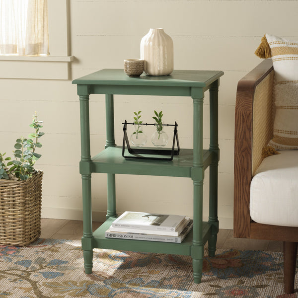Safavieh Cassie 3-shelf Accent Table In Dark Chocolate - Stylish Storage For Heirlooms & Decor Enhancements Dusty Green Pine,Mdf Acc5715g