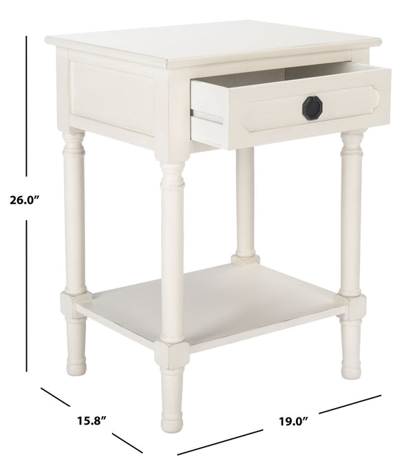 Safavieh Allura Accent Table With Storage Drawer - Classic-Contemporary Design For Living Room Or Hallway Distressed White ACC5718A