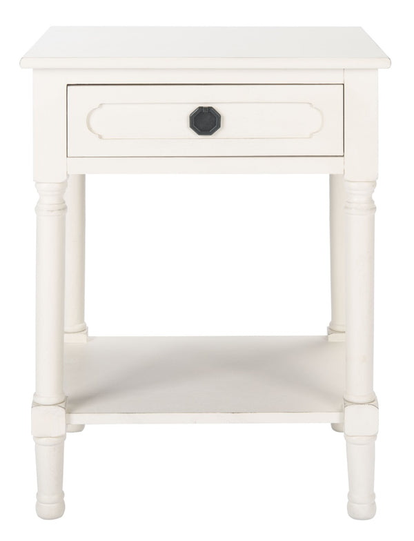 Safavieh Allura Accent Table With Storage Drawer - Classic-Contemporary Design For Living Room Or Hallway Distressed White ACC5718A