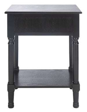 Safavieh Haines Elegant Accent Table With Carved Details And Single Drawer For Timeless Living Room Style Black ACC5720A