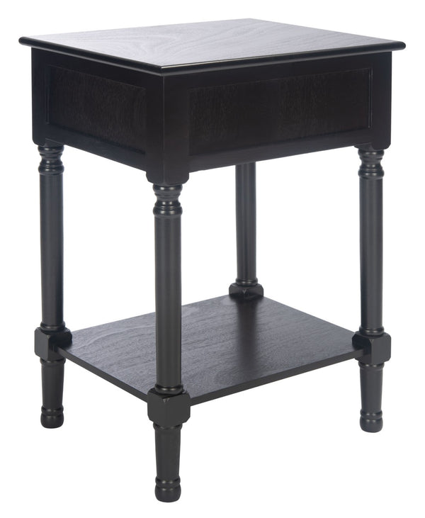 Safavieh Haines Elegant Accent Table With Carved Details And Single Drawer For Timeless Living Room Style Black ACC5720A