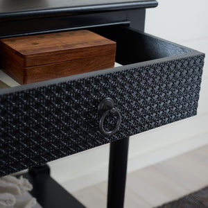 Safavieh Haines Elegant Accent Table With Carved Details And Single Drawer For Timeless Living Room Style Black ACC5720A
