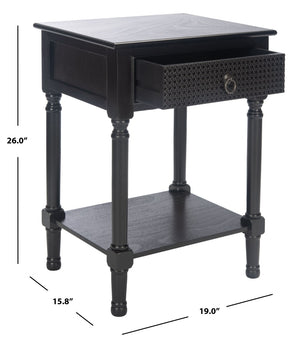 Safavieh Haines Elegant Accent Table With Carved Details And Single Drawer For Timeless Living Room Style Black ACC5720A