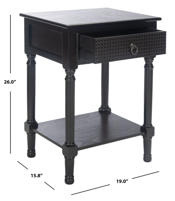 Safavieh Haines Elegant Accent Table With Carved Details And Single Drawer For Timeless Living Room Style Black ACC5720A