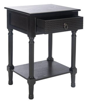 Safavieh Haines Elegant Accent Table With Carved Details And Single Drawer For Timeless Living Room Style Black ACC5720A