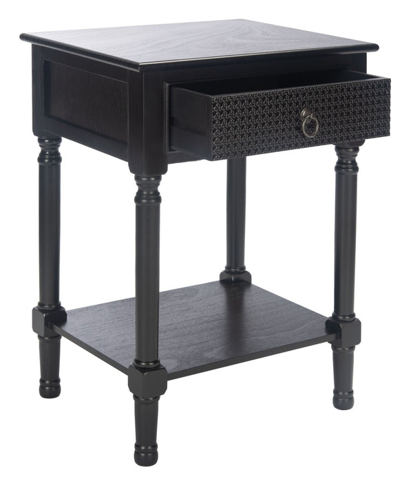 Safavieh Haines Elegant Accent Table With Carved Details And Single Drawer For Timeless Living Room Style Black ACC5720A
