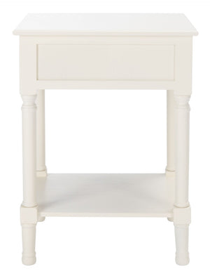Safavieh Haines Elegant Accent Table With Carved Details And Single Drawer For Timeless Living Room Style White ACC5720D
