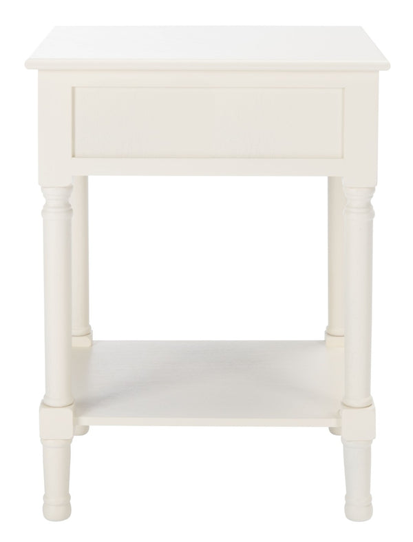 Safavieh Haines Elegant Accent Table With Carved Details And Single Drawer For Timeless Living Room Style White ACC5720D