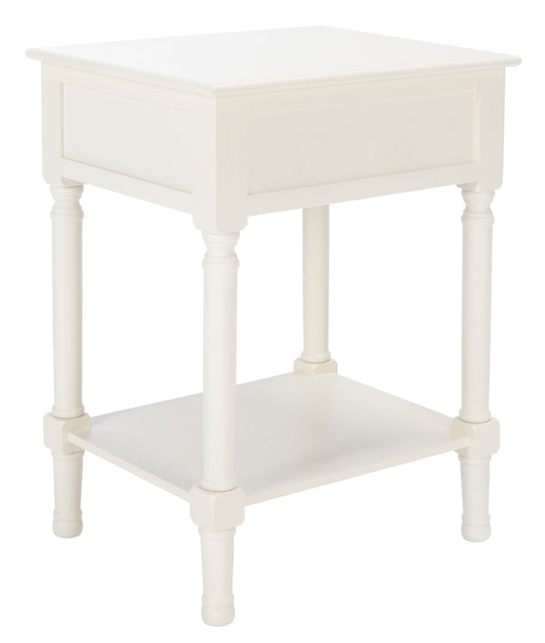 Safavieh Haines Elegant Accent Table With Carved Details And Single Drawer For Timeless Living Room Style White ACC5720D