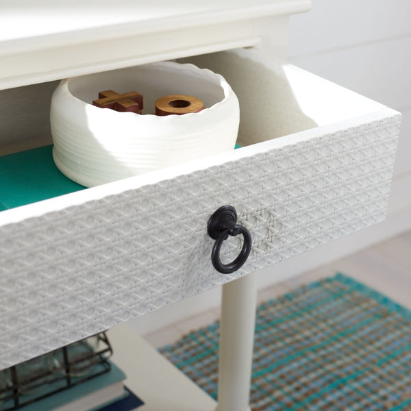 Safavieh Haines Elegant Accent Table With Carved Details And Single Drawer For Timeless Living Room Style White ACC5720D