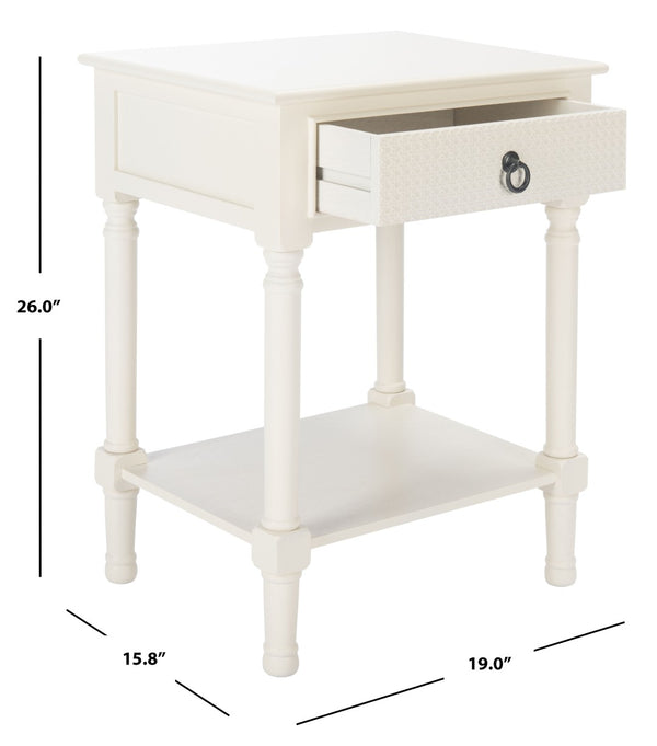 Safavieh Haines Elegant Accent Table With Carved Details And Single Drawer For Timeless Living Room Style White ACC5720D