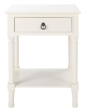 Safavieh Haines Elegant Accent Table With Carved Details And Single Drawer For Timeless Living Room Style White ACC5720D