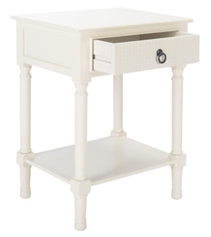 Safavieh Haines Elegant Accent Table With Carved Details And Single Drawer For Timeless Living Room Style White ACC5720D