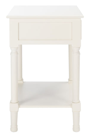 Safavieh Haines Elegant Accent Table With Carved Details And Single Drawer For Timeless Living Room Style White ACC5720D