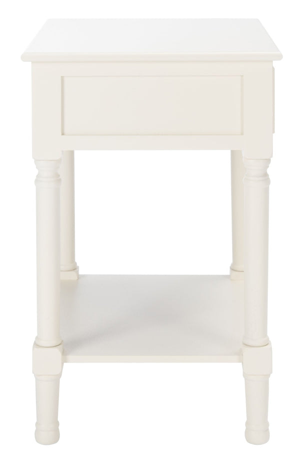 Safavieh Haines Elegant Accent Table With Carved Details And Single Drawer For Timeless Living Room Style White ACC5720D