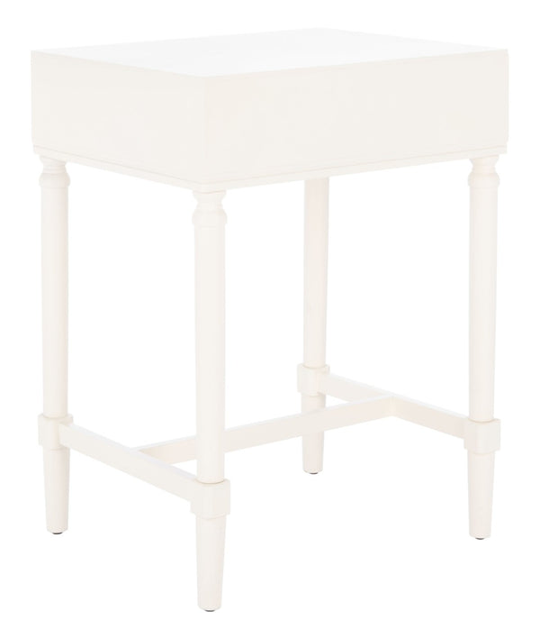Safavieh Estella Elegant Accent Table With Classic Carved Legs And Modern Drawer For Stylish Homes And Spaces White ACC5722A