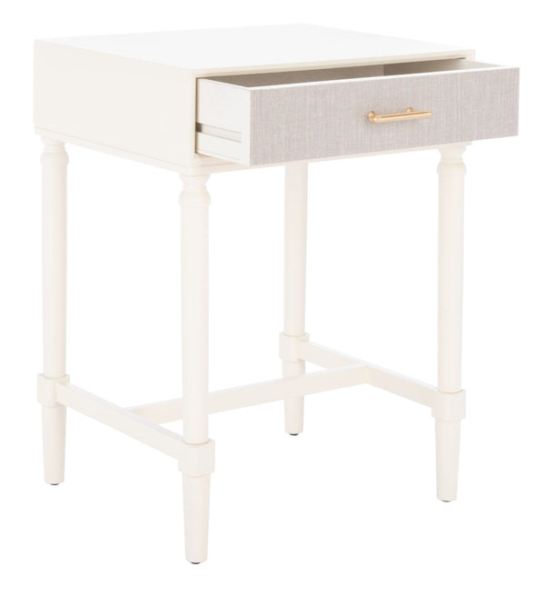 Safavieh Estella Elegant Accent Table With Classic Carved Legs And Modern Drawer For Stylish Homes And Spaces White ACC5722A