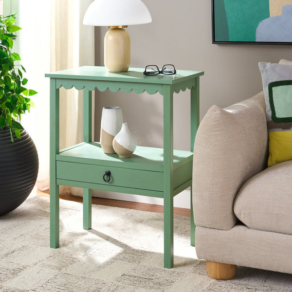 Safavieh Haven Low Drawer Accent Table - Elegant Storage Solution For Living Rooms, Bedrooms, And Entryways Sage Green Wood Acc5726d
