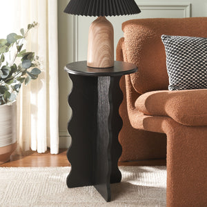 Safavieh Lilith Wavy Accent Table - Artistic Design With Modern Flair For Stylish Home Decor And Versatility Matte Black , Wood Acc5727b