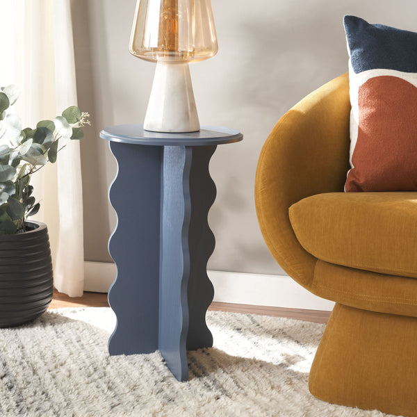 Safavieh Lilith Wavy Accent Table - Artistic Design With Modern Flair For Stylish Home Decor And Versatility Blue Wood Acc5727e