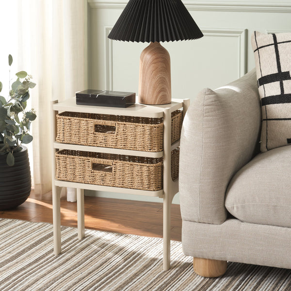 Safavieh Rozalyn Two Drawer Accent Table - Stylish Storage Solution For Living Room, Bedroom, And Entryway Sand Pine Wood,Mdf Acc5728a