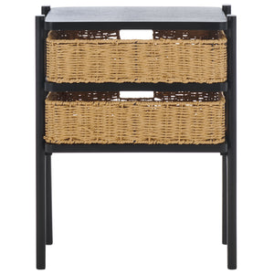 Safavieh Rozalyn Two Drawer Accent Table - Stylish Storage Solution For Living Room, Bedroom, And Entryway Matte Black , Pine Wood,Mdf Acc5728b