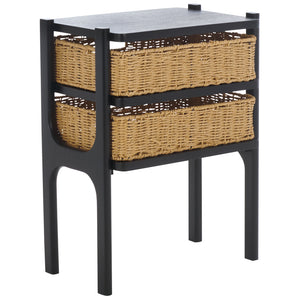 Safavieh Rozalyn Two Drawer Accent Table - Stylish Storage Solution For Living Room, Bedroom, And Entryway Matte Black , Pine Wood,Mdf Acc5728b