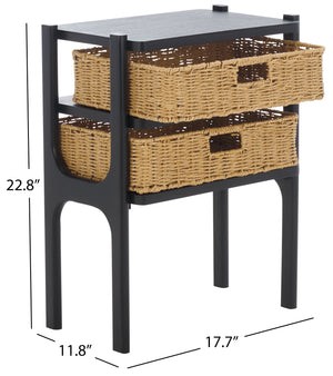 Safavieh Rozalyn Two Drawer Accent Table - Stylish Storage Solution For Living Room, Bedroom, And Entryway Matte Black , Pine Wood,Mdf Acc5728b