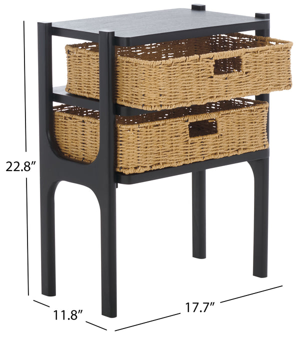 Safavieh Rozalyn Two Drawer Accent Table - Stylish Storage Solution For Living Room, Bedroom, And Entryway Matte Black , Pine Wood,Mdf Acc5728b