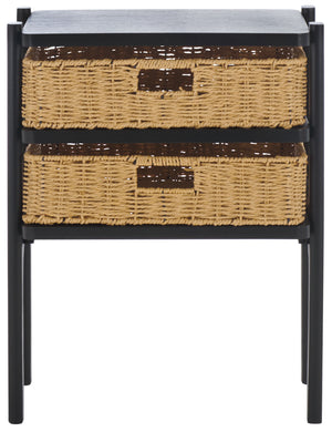 Safavieh Rozalyn Two Drawer Accent Table - Stylish Storage Solution For Living Room, Bedroom, And Entryway Matte Black , Pine Wood,Mdf Acc5728b